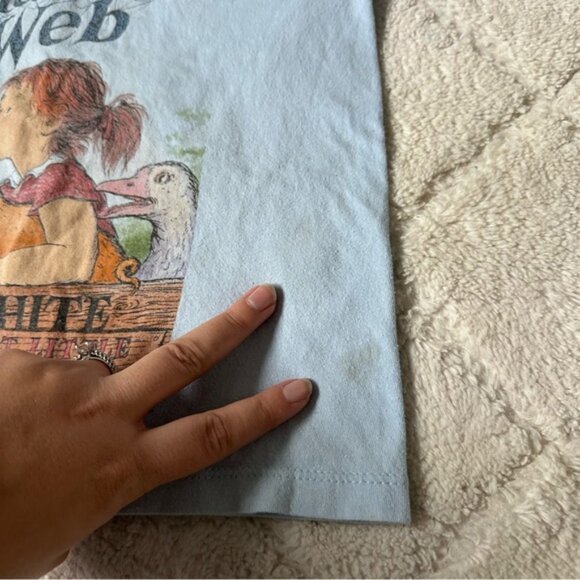 Out Of Print | Charlotte's Web Blue Short Sleeve Tee + Book | Size 6 - Picture 4 of 13